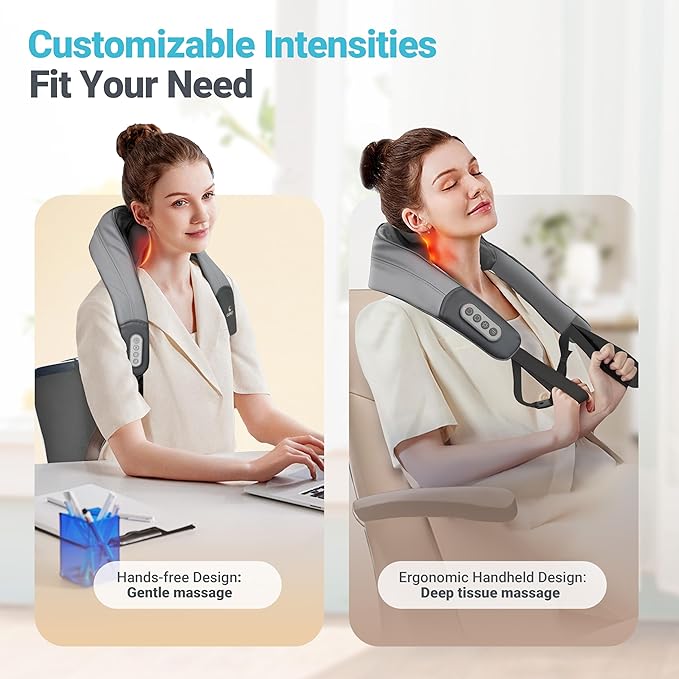 Neck Shoulder Massager with Heat - FSA Eligible, Ideal Gifts for Men Women,4D Expert Deep Tissue Kneading Massager, Rechargeable Massage for Neck, Shoulder,Traps and Back Pain Relief