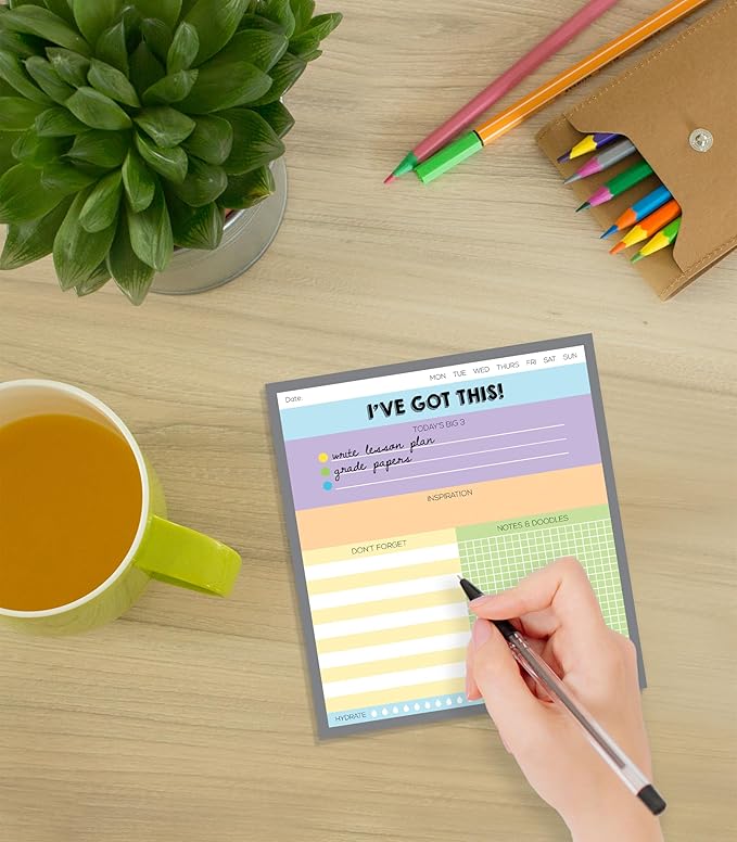 Carson Dellosa I've Got This Notepad 3-Pack Set, Note Pads for To Do List, Goals, Sketch Pad, Checklist, and Classroom Organization Stationary, Desk Accessories and Office Supplies