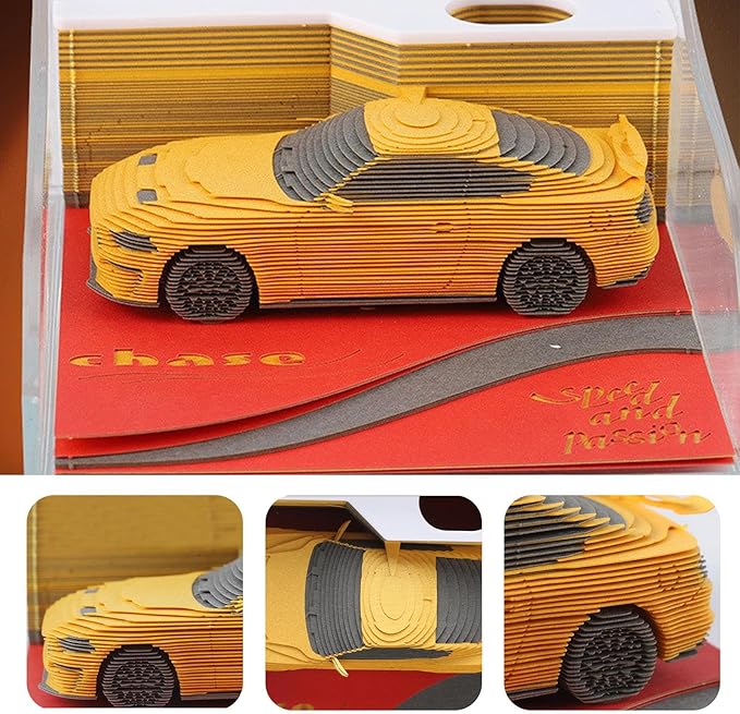 3D Timepiece Calendar 2026 Paper Art Memo Pad with LED Light – Tear-Away Desk Calendar for Record, Planner & Habit Tracker, Bookmark, Gift & Decorative Office Decor