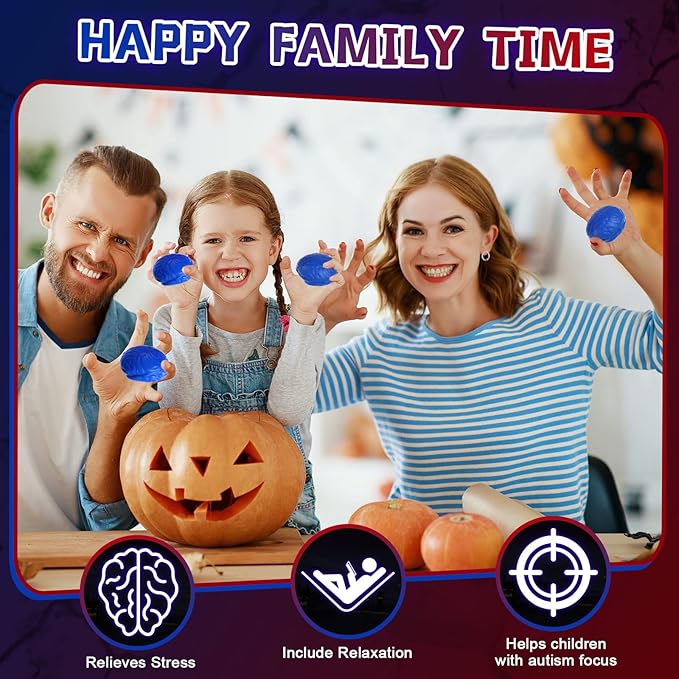 Leitee 12 Pcs Brain Stress Balls Bulk Large Halloween Brain Toys PU Hand Muscle Exercise Pressure Ball Funny Stress Relief Toy for Teens Adult Improving Grip Strength Prop(Blue)