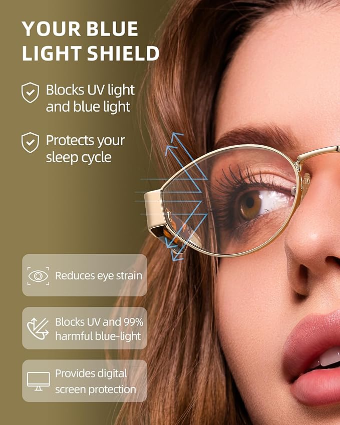 JIM HALO Trendy Oval Blue Light Glasses for Woman Men, Retro Round Computer Screen Blocker Glasses Eyes Protection UV400