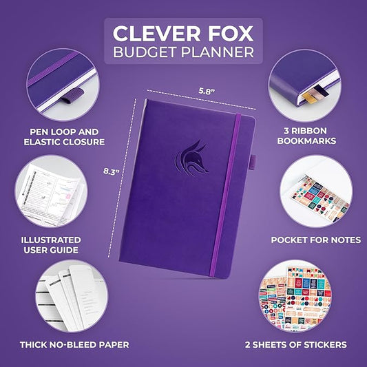 Clever Fox Budget Planner - Expense Tracker Notebook. Monthly Budgeting Organizer, Finance Logbook & Accounts Book, Bill Tracker, A5 (Purple)