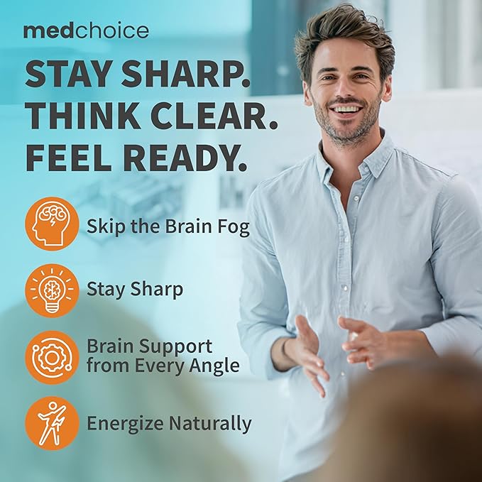 12-in-1 Nootropic Brain Supplement with Caffeine Anhydrous - Ginkgo Biloba for Brain Support, Memory, Focus - B12, Alpha GPC, L Theanine, Choline Supplements with Bioperine, 1321mg, (60ct, Pack of 2)