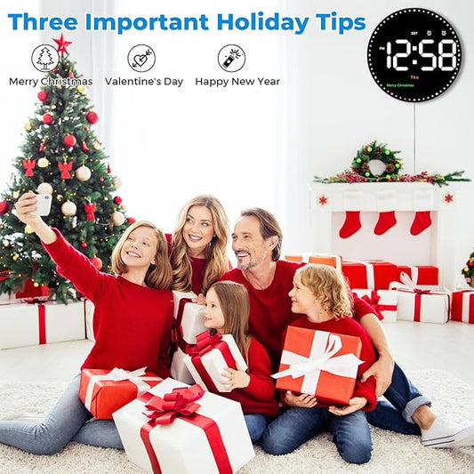 SZELAM Digital Wall Clock,10" Digital Clock Large Display with Remote Control,Adjustable Brightness, Calendar, Temperature, 12/24 H, for Living Room Office Bedroom Elderly Adults