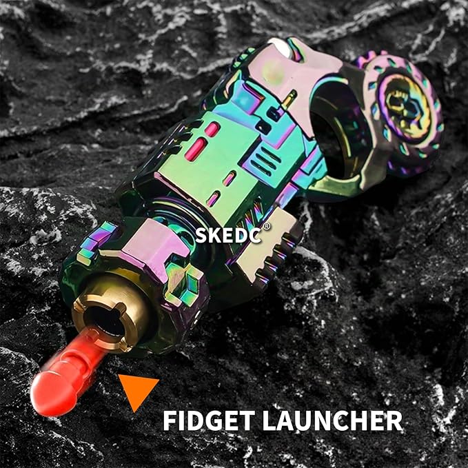 SKEDC Fidget Toys Adults, Alloy Fidget Slider Fidget Clicker Fidget Spinner, EDC Laucher Toy ADHD Tools Executive Desk Toy for Keep Focus & Relief Stress, Cool Gadgets for Men (2nd Gen Colorful)