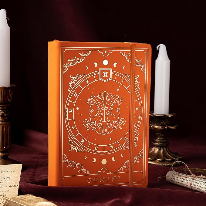 TIEFOSSI Constellations Dotted Journal Notebook-A5 Writing journals with 100gsm 400pages Paper, Hardcover Bullet Organizers Notebook for Women, Men, Teens (Gemini)