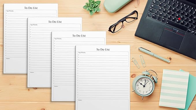 Better Office Products To Do List Notepad, 8.5" x 11", Planning Note Pad, 50 Sheets, Daily Agenda Productivity Checklist Organizer, (4 Pack)