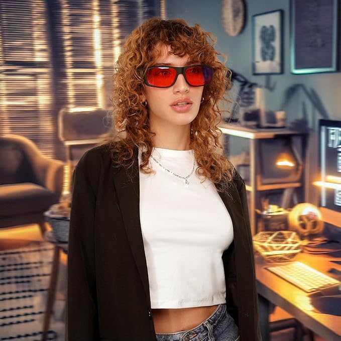 FEISEDY Fitover Blue Light Glasses Computer Gaming Eyeglasses for Better Sleep Anti Glare Nighttime Eye Wear B1228