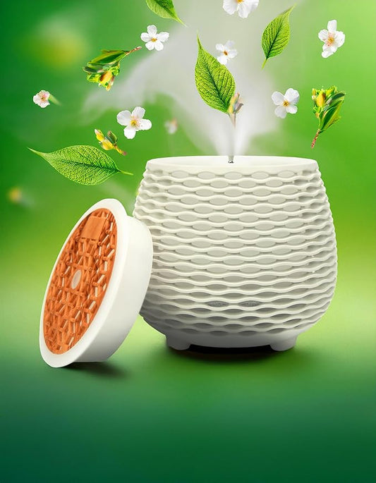 Aromatherapy Essential Oil Wooden Grain Diffuser with Auto Shut-Off Function | Cool Mist Humidifier for Yoga Spa Office Bedroom Home | 120ml (White)