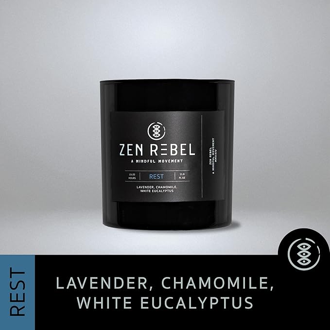 Aromatherapy Candle Rest - Evening Relaxation with Lavender, Chamomile, and White Eucalyptus - Stress Relief Soy Candle, Gift Candles for Men and Women