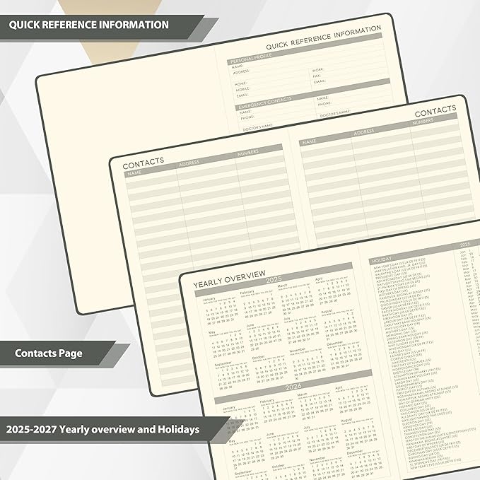 2025-2026 Planner - Weekly Monthly Planner 2025-2026, 8.5"x11", Jul.2025 - Jun.2026, Leather Hardcover, 12 Monthly Tabs, Pen Loop, Elastic Closure, Pocket, Grey