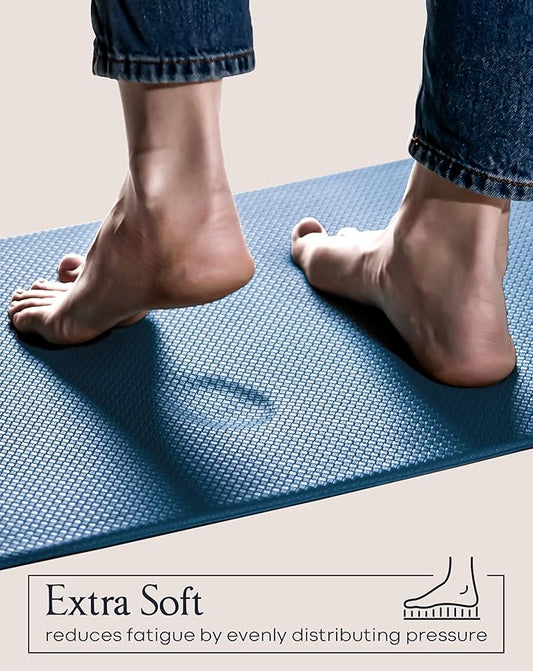 Anti-Fatigue Kitchen Mat Set – 2-Piece Memory Foam Cushioned Mats for Standing – Royal Blue, 18×30 & 18×60, 0.4 in Thick, Waterproof, Non-Slip – Homergy