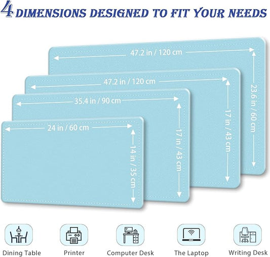 Large Desk Mat 35.4" x 17", PU Leather Desk Pad Protector, Non-Slip Large Mouse Pad for Desk, Waterproof Computer Desk Mat, Office Desk Pad for Keyboard Mouse, Desk Writing Mat (Sky Blue)