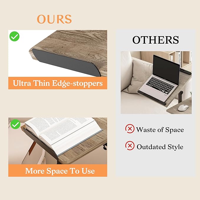 Overbed Table with Wheels Adjustable Height Beside Desk Rolling Hospital Over Bed Table Laptop Stand for Couch Tray Table Bed Sofa Side Table Computer Workstations-Coffee