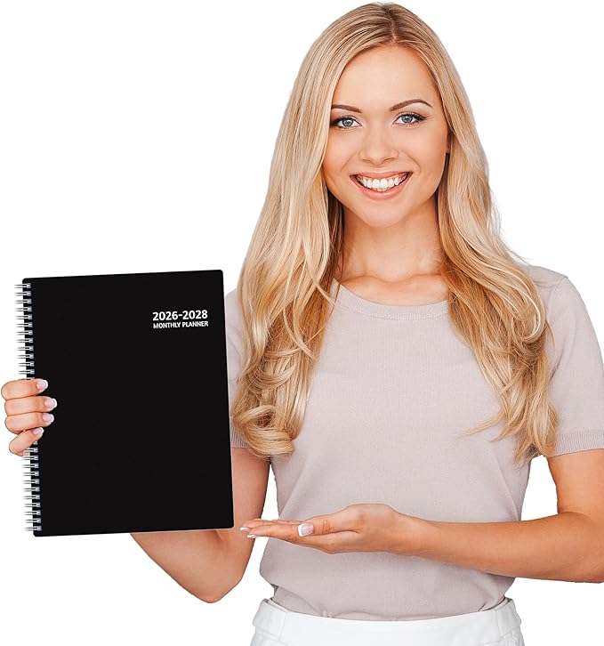 Monthly Planner 2026-2028, 36 Months Calendar Planner 2026-2028 from Jan 2026 – Dec 2028, 8.5'' x 11'' with Ruled Spread, Flexible Cover, Spiral Wirebound, Pocket, Coated Tabs, Notes & Habit Tracker