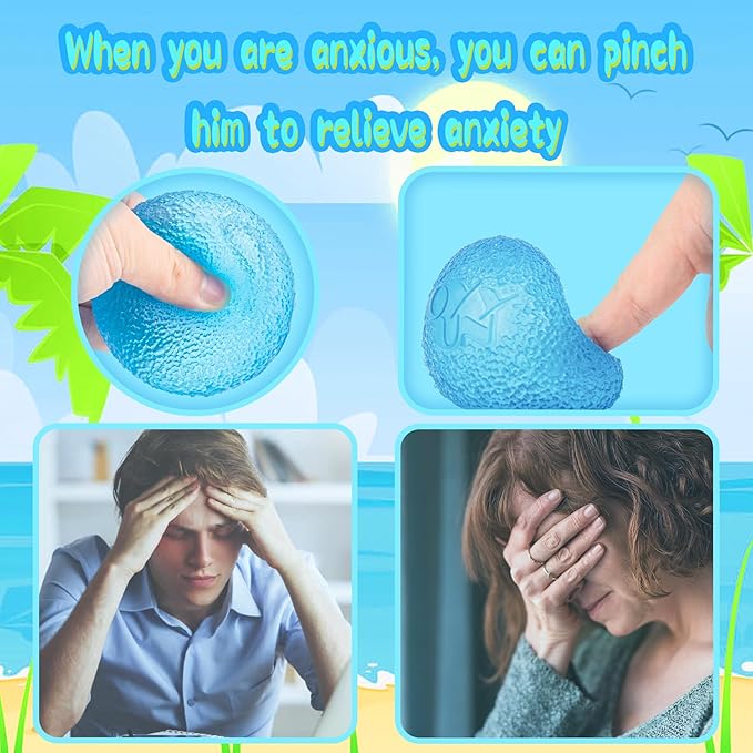 Textured Stress Ball - Fidget Toys for Anxiety Stress Relief, Hand Therapy Squishy Ball, Fidgets for Classroom Student, Fidget Toy for Kids Adults Children Teens (Blue Ellipsoid)