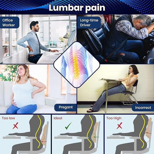 Lumbar Pillow for Chair Office Chair Back Support, Upper or Lower Back Cushion for Office Chair Gaming Chair Memory Foam with Breathable 3D Mesh Cover, Ergonomic Back Rest