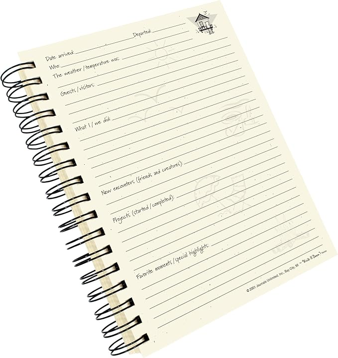 Write it Down series by Journals Unlimited, Guided Journal, R and R, A Beach House Journal, Full-size 7.5"x 9", Blue Hard Cover, Made in USA