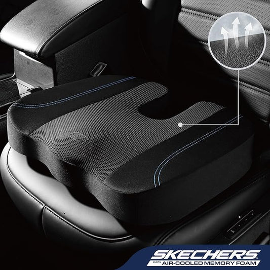 Skechers Seat Cushion, Air Cooled Memory Foam Cushion for Office Chair,Ergonomic Office Desk Accessories for Tailbone Pain Relief,Chair Cushions for Long Sitting Office Workers,Car Drivers,Black