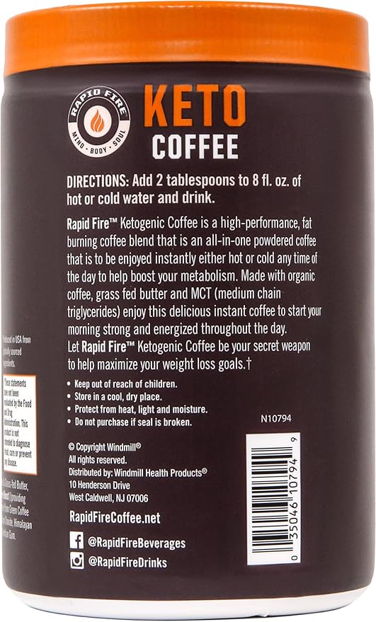 Ketogenic Fair Trade Instant Keto Coffee Mix, Supports Energy, Metabolism Support, Grass Fed Butter, MCTs & Himalayan Salt, 15 servings, Hazelnut Flavor, 7.93 Ounce