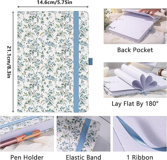 TIEFOSSI Dotted Journal Notebook for Women, A5 Dotted Grid Notebook for Writing, 190 Pages Thick Paper, Travel Daily Journal, for Work Home School, Note Taking, Business, 8.4 X 5.8 In