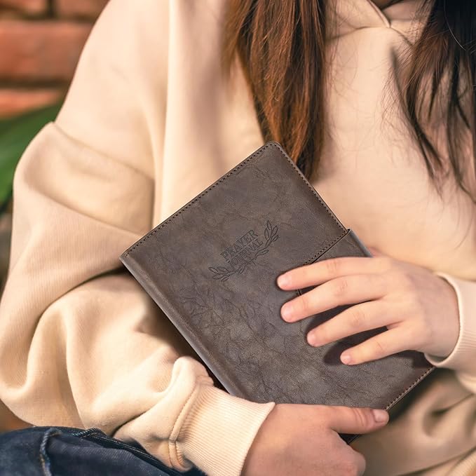 Ospelelf Brown Christian Daily Prayer Journal for Men, Faux Leather Gratitude Journal Planner, Undated 3 Month Bible Notebooks for Note Taking