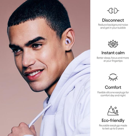 Loop Quiet Ear Plugs for Noise Reduction – Super Soft, Reusable Hearing Protection in Flexible Silicone for Sleep, Noise Sensitivity - 8 Ear Tips in XS/S/M/L – 24dB & NRR 14 Noise Cancelling - Violet