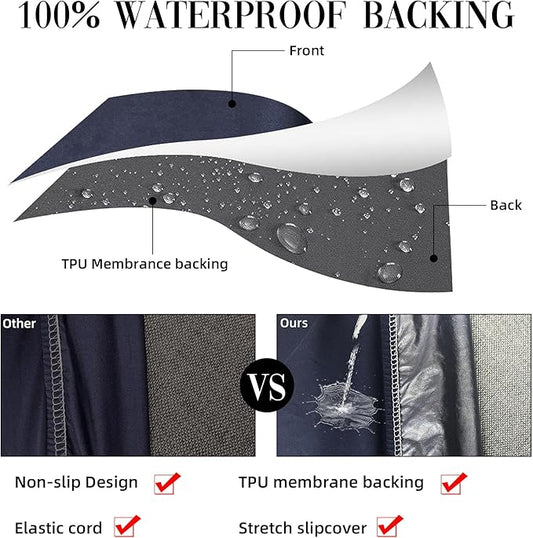 12Pcs Patio Cushion Covers Waterproof, Cushion Covers, Stretch Outdoor Couch Covers, Patio Couch Slipcovers, Patio Cushion Covers Replacement, Outdoor Chair Cushion Covers (Navy Blue)