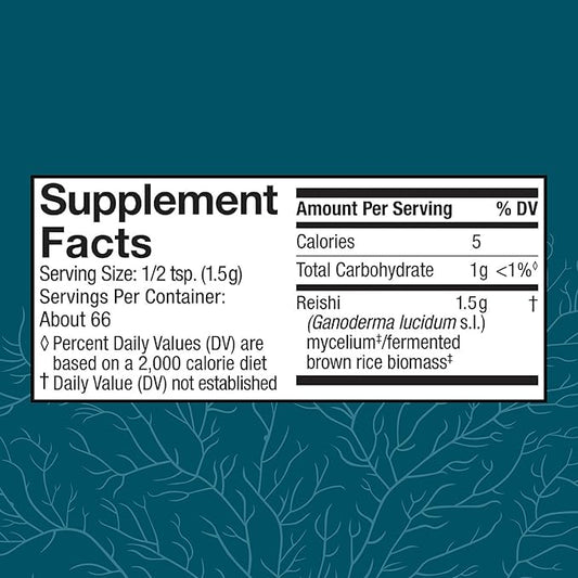 Host Defense Reishi Powder - Mushroom Mycelium Powder - Heart & Immune Health Support Supplement - Mushroom Supplement to Support Energy & Vitality - Aids Overall Well-Being - 3.5 oz (66 Servings)*
