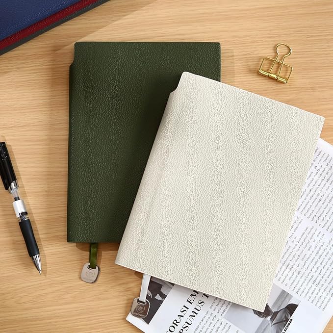 Lined Journal Notebook for Women A5 Softcover PU Leather Journals for Writing, 160 Pages Daily Journaling, College Ruled Notebooks for Work School, Business 6.38'' X 8.28'' Army Green