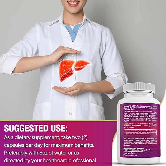 NEW AGE Milk Thistle NAC Chanca Piedra Beet Root Artichoke Dandelion Root Astragalus - Plus TUDCA & Ginger - 120 Count