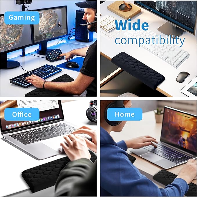 MEKASS L-Shaped Desk Elbow Pad for Desk, Memory Foam Elbow Support Padding with Non-Slip, 2-Piece Ergonomic Desk Edge Cushion, Wrist Comfort Support for Office Home (Diamond Black)