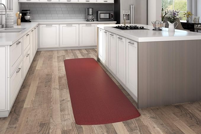 NewLife by GelPro Decorative Foam Floor Mat, 30" x 108", Grasscloth Crimson