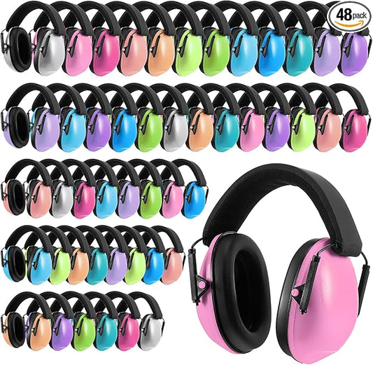 Amylove 48 Pcs Kids Ear Protection Noise Cancelling Headphones Noise Reduction Ear Muffs 27dB Hearing Protection (12 Colors)