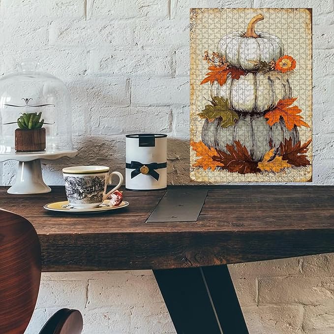 1000 Piece Difficult Wooden Jigsaw Puzzle Happy Thanksgiving Day Adults Kids Parent Child Educational Stress Relief Learning Toy 29.5x19.7 Inch