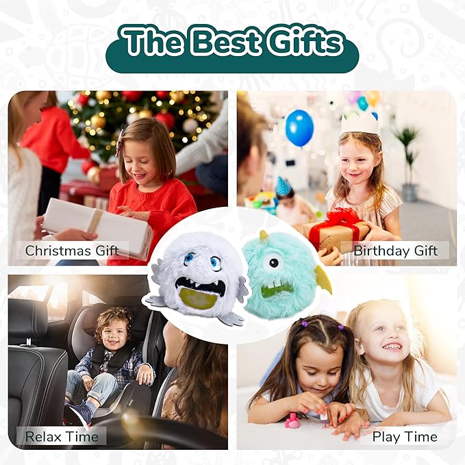 Squishy Toys Stress Balls, Plush Monster Fidget Toys for Kids Adults, Fidget Toys with Squishy Ball Inside Belly for Stress Relief, Calming, Focus, Autism and ADHD