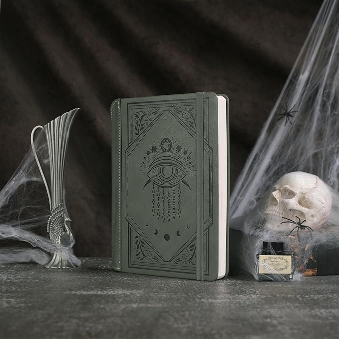 TIEFOSSI Lined Journal Notebook for Women Men, Leather Journal with Pen, A5 Evil Eye Hardcover Notebook for Work, Journaling, Travel & School, 100 GSM Thick Paper, 320 Numbered Pages, 6.2 x 8.3 in