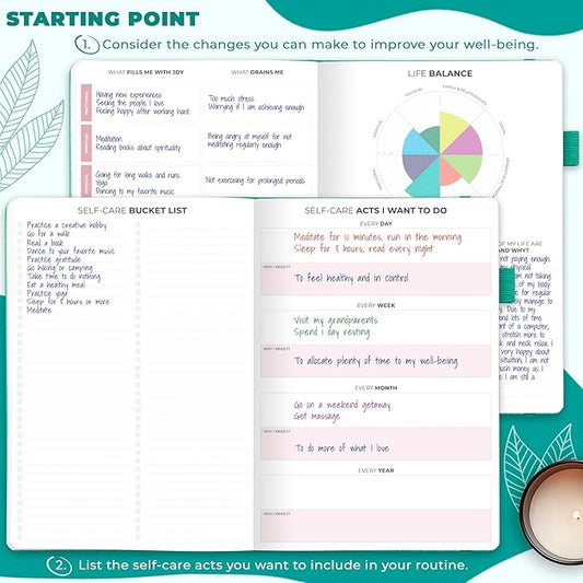 Clever Fox Self-Care Journal – Wellness & Daily Reflection Notebook – Mental Health & Personal Development – Self-Care, Meditation & Mood Journal for Women & Men – Large (Turquoise)