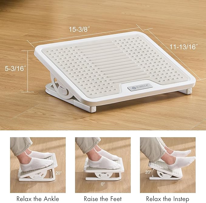 EUREKA ERGONOMIC Tilt Adjustable Footrest, Foot Rest for Under Desk at Work with Massage Surface, Office Foot Rest Under Desk with 20 Degree Tilt No Locking, Metal Frame