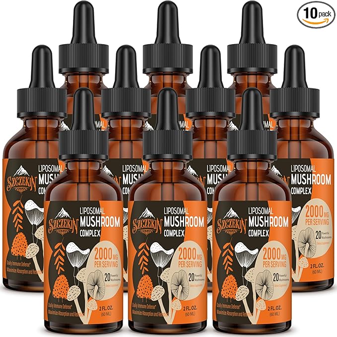 Liposomal Mushroom Complex Drops 2000 MG - 20 Organic Mushroom Extracts - Advanced Liquid Formula for Immunity, Cognitive and Memory - Lions Mane Supplement, Reishi, Cordyceps, Chaga, 300 Servings