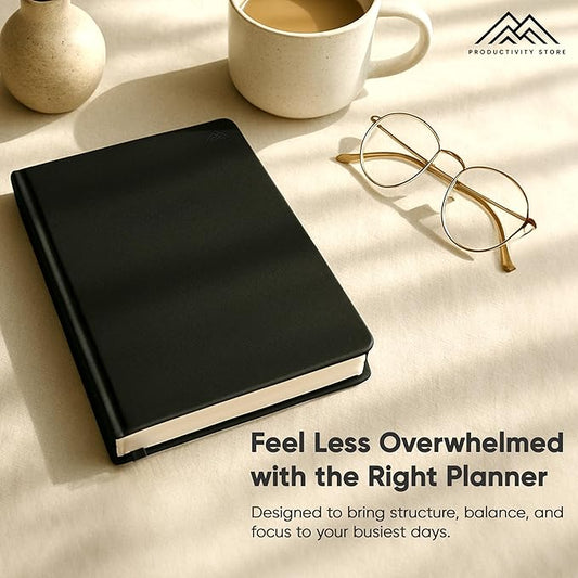 Daily Planner 2025 (5" x 8") - The Ultimate Daily Workflow Planner with Hourly Schedule & Task List to Achieve Your Goals by PRODUCTIVITY STORE (A5, Black)