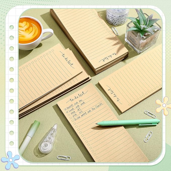 Censen 10 Pack 500 Sheets To Do List Notes Daily Checklist Notepads with 50 Sheets Each Undated Color Memo Pad Block Shopping List Pad Weekly Plan Notepad Organizer Planners(Wood Color,Lined)