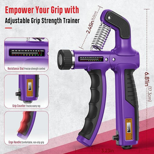 FitBeast Grip Strength Trainer, Hand Gripper Strengthener Kit - 6 Pack with Adjustable Resistance Forearm Strengthener, Forearm Exerciser and Massage Balls for Hand Therapy, Grip Training