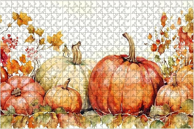1000 Piece Difficult Wooden Jigsaw Puzzle Pumpkins Adults Kids Challenging Family Game Stress Relief Focus Tool & Educational Toy for Home Decor Family Activities & Time Killing 29.5x19.7 Inch