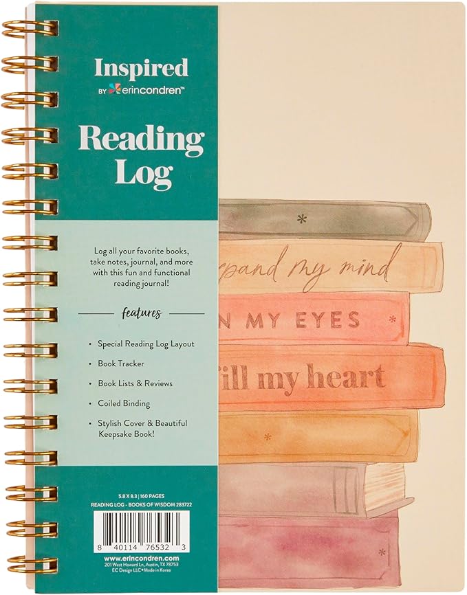 Erin Condren Inspired Collection A5 Reading Log - Books of Wisdom Cover