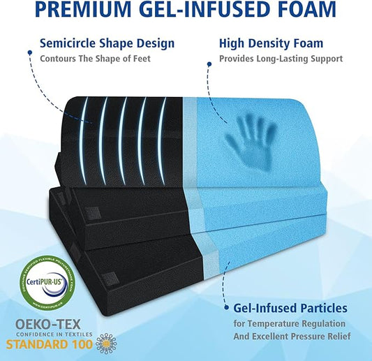 KAYFIA Foot Rest for Under Desk at Work XXL(20in) with 3 Adjustable Heights,Foot Stool with Supportive Gel Foam, Warmer Feet Pocket Footrest for Office Gaming Chair, for Leg Support -Black