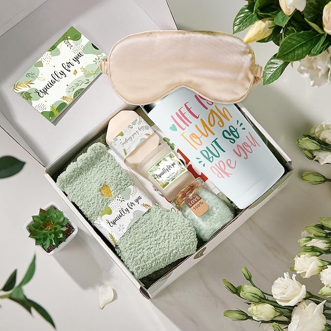 Get Well Gifts for Women, Care Package Basket Inspirational Gifts for Women Self Care Pacakage Basket with Throw Blanket and Tumbler for Mom Best Friend Sister Wife