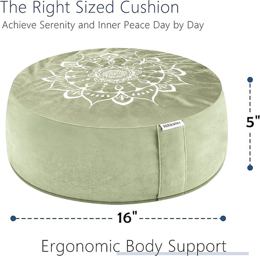 Hihealer Meditation Cushion, Traditional Tibetan Meditation Pillow Velvet Cover - Large Floor Cushion Seating for Adults - Yoga Buckwheat Bolster for Women、Moms