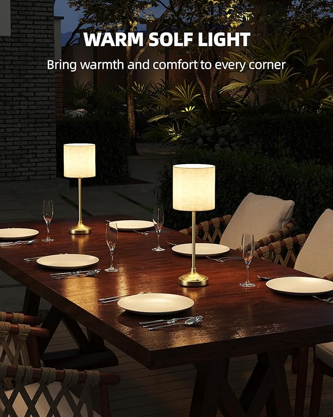 Cordless Table Lamp, 8000mAh, Dimmable, 2700K, Touch Control, Portable, LED, Wireless, Rechargeable, Battery Operated, Desk Lamp, Kitchen Lamp, Fabric Shade, for Dining Room, Bedroom, Living Room