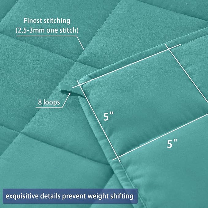 yescool Weighted Blanket for Adults (20 lbs, 60” x 80”, Teal) Cooling Heavy Blanket for Sleeping Perfect for 190-210 lbs, Queen Size Breathable Blanket with Premium Glass Bead, Machine Washable